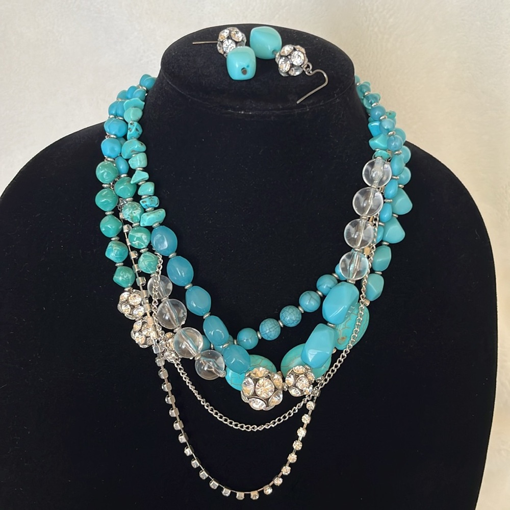 Turquoise Color Necklace & Earrings